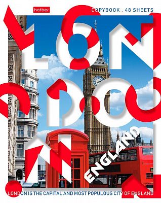 Тетрадь "Hatber", 48л, А5, линия, на скобе, серия "Hello, England!"