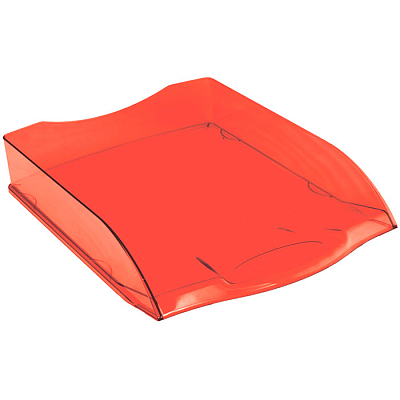 Лоток пластиковый горизонтальный для документов А4 "OfficeSpace Colorful", 340x250x60мм, тонированный, красный