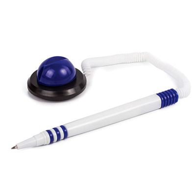 Ручка шариковая настольная "Brauberg", 0,5мм, синяя, бело-синий корпус, на подставке, с пружиной
