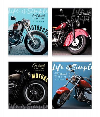 Тетрадь школьная "BG", 48л, А5, клетка, на скобе, серия "Moto Life"