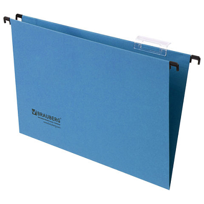 Папка картонная подвесная "Brauberg", Foolscap, 370x245мм, 80л, 220гр/м2, синяя