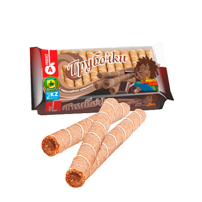 Вафельные трубочки "Алматинский продукт" с шоколадой начинкой 300г 