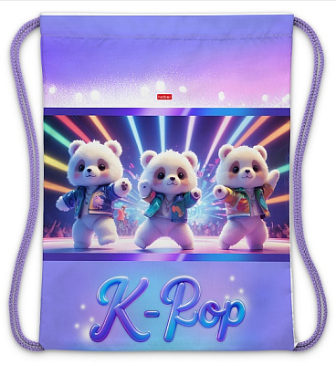 Мешок для обуви "Hatber", 33х42см, 1 отделение, серия "K-Pop мишки"