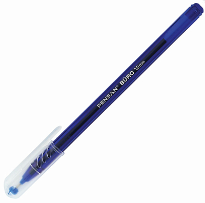 Ручка шариковая "Pensan Buro", 1мм, синяя, чернила на масляной основе, игольчатый стержень, синий тонированный корпус