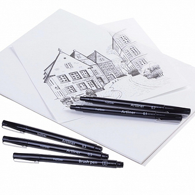 Набор линеров "Hatber Noir Нуар Terra Colora", 0,1/0,3/0,5мм, чёрные, 3шт в прозрачном ПВХ-боксе