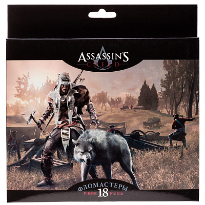 Фломастеры "Hatber VK", 18 цветов, серия "Assassin"s Creed", в картонной упаковке