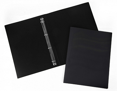Папка пластиковая "Hatber", А4, на 4-х кольцах, 500мкм, корешок 25мм, серия "Line - Чёрная"