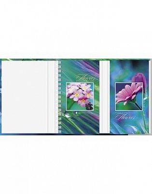 Записная книжка "Hatber", 80-50л, А6, клетка, твёрдая обложка, на гребне, с резинкой, серия "Цветы"