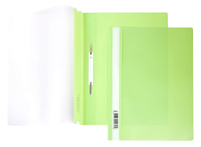 Папка-скоросшиватель пластиковая "Hatber", А4, 140/180мкм, прозрачный верх, салатовая