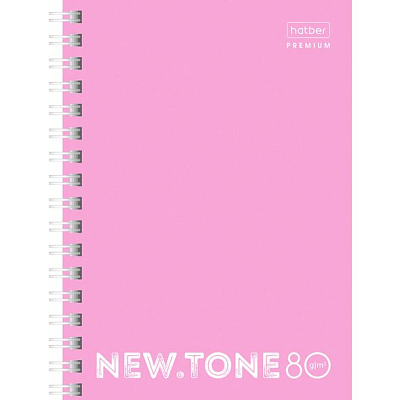 Записная книжка "Hatber Premium", 80л, А6, клетка, ламинация, на гребне, серия "NewTone Pastel - Пион"