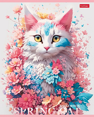 Тетрадь "Hatber", 48л, А5, клетка, на скобе, серия "Spring Cat"
