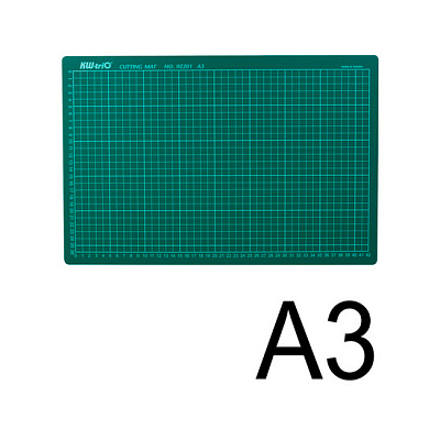 Коврик-подкладка пластиковый настольный для резки "KW-Trio", А3, толщина 3мм, сантиметровая шкала