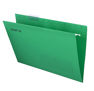 Папка картонная подвесная для документов "Staff", A4/Foolscap, 404х240мм, 80л, 200гр/м2, V-образная, зелёная