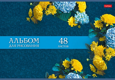 Альбом для рисования "Hatber", 48л, А4, на скобе, серия "Роскошные цветы"