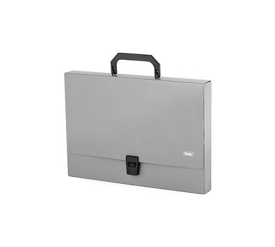 Папка-портфель пластиковый "Hatber", А4, 1000мкм, серия "Standard", серый