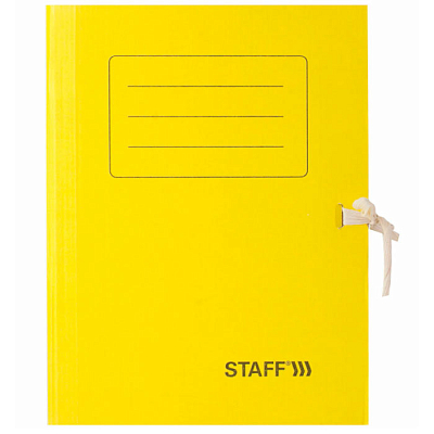 Папка картонная архивная на завязках "Staff", 325х250x75мм, 700л, жёлтая