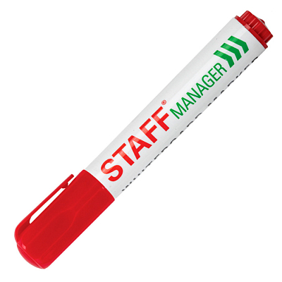 Маркер для доски "Staff Manager WBM-491", 5мм, круглый наконечник, спиртовая основа, красный