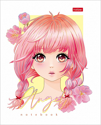 Тетрадь "Hatber", 48л, А5, клетка, 3D фольга, ламинация, на скобе, серия "Ангелы аниме"