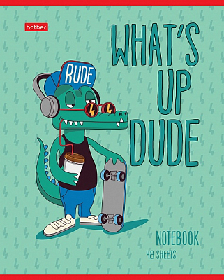 Тетрадь "Hatber", 48л, А5, клетка, лак, на скобе, серия "Croco Boys"