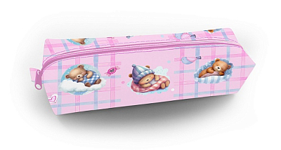 Пенал "Hatber", 210х45х45мм, мягкий, на молнии, серия "Мишки-малышки"