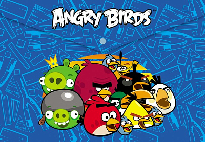 Папка-конверт пластиковая "Hatber", А4, 180мкм, на кнопке, серия "Angry Birds №2"