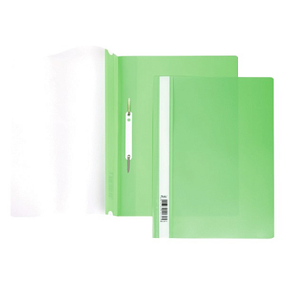 Папка-скоросшиватель пластиковая "Hatber", А4, 140/180мкм, прозрачный верх, зелёная