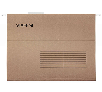 Папка картонная подвесная для документов "Staff", А4, 350х240мм, 80л, 200гр/м2, V-образная, крафтовая