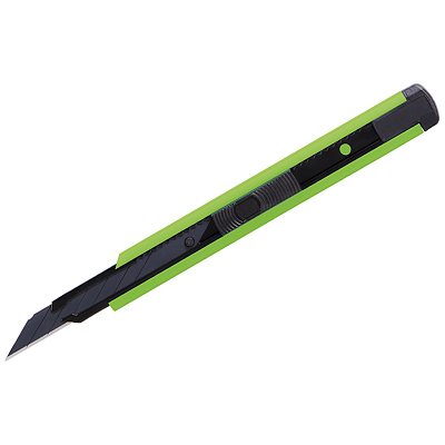 Нож канцелярский "Berlingo Color Zone", 9мм, нержавеющее чёрное лезвие, металлический корпус, зелёный, в пластиковом боксе