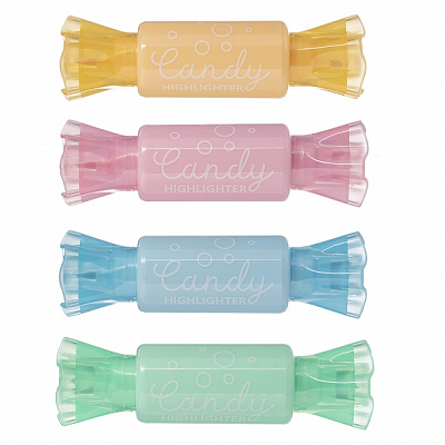 Набор текстовыделителей "Hatber Candy Pastel", 1-4/2мм, круглый/скошенный наконечники, водная основа, двухсторонние, 4 цвета в упаковке