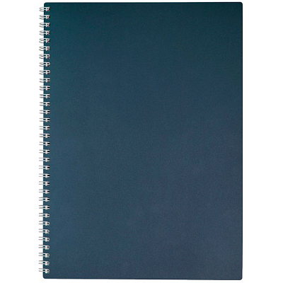 Тетрадь "Hatber", 80л, А4, клетка, пластиковая обложка, на гребне, серия "Metallic - Синяя"