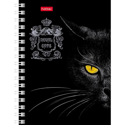 Записная книжка "Hatber", 80л, А6, клетка, на гребне, серия "Royal Cats"