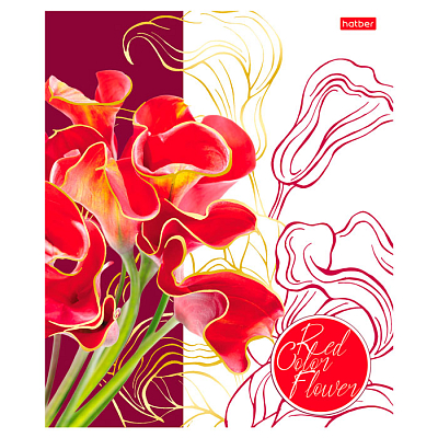 Тетрадь "Hatber", 48л, А5, линия, 3D фольга, ламинация, на скобе, серия "Painted Flowers"