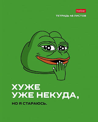 Тетрадь "Hatber", 48л, А5, клетка, на скобе, серия "Лягушонок Пепе"