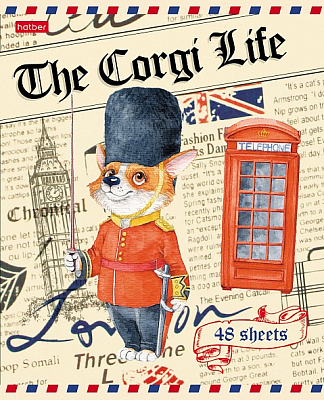 Тетрадь "Hatber", 48л, А5, клетка, на скобе, серия "Корги-Life"