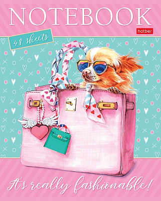 Тетрадь "Hatber", 48л, А5, клетка, на скобе, серия "Fashion Dogs"