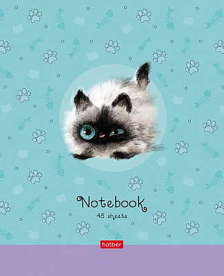 Тетрадь "Hatber", 48л, А5, клетка, на скобе, серия "Кошарики"