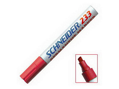 Маркер перманентный "Schneider Maxx 233", 1-5мм, скошенный наконечник, спиртовая основа, красный