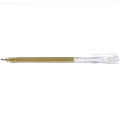 Ручка гелевая "Hatber Pin", 0,5мм, золотая, прозрачный трёхгранный корпус