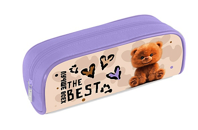 Пенал "Hatber", 210х80х40мм, мягкий, на молнии, серия "Пушистый мишка"
