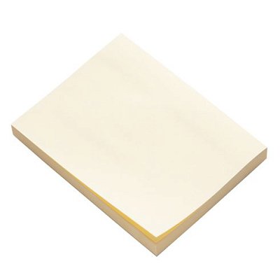 Бумага для заметок "BG", 76x102мм, 100л, жёлтая, клеевой край, в пакете