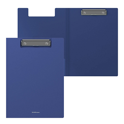 Папка-планшет пластиковая для документов "Erich Krause Matt Classic", А4, 80л, 1300мкм, металлический зажим, крышка, синяя
