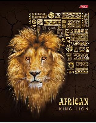 Тетрадь "Hatber", 48л, А5, клетка, 3D фольга и лак, ламинация, на скобе, серия "King Lion"
