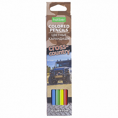 Карандаши "Hatber Eco", 6 цветов, серия "Cross Country", в картонной упаковке