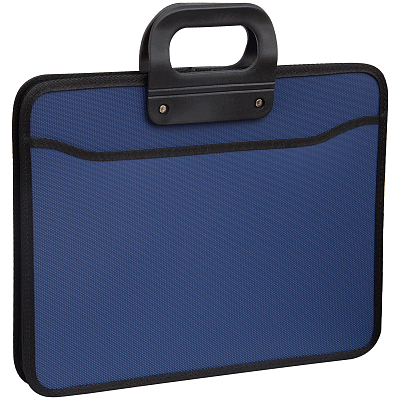 Папка-портфель пластиковая "OfficeSpace", А4+, 390x315x120мм, 3 отделения, на молнии, синяя