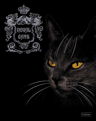 Тетрадь "Hatber", 48л, А5, клетка, 3D лак и фольга, ламинация, на скобе, серия "Royal Cats"